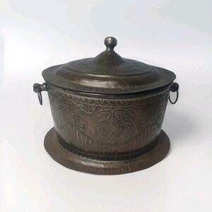 Antique Moroccan Brass Tea Caddy, 1900s Rare